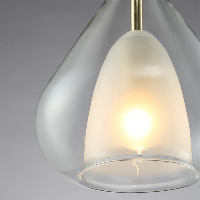 Double Glass Shade Teardrop Hanging Light Modernism 1 Light Pendant Lamp for Bedroom