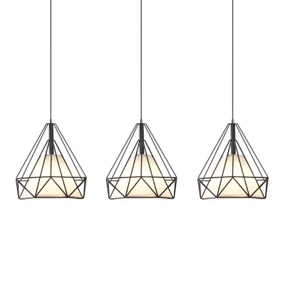 Industrial Vintage Pendants 3 Lights with 39.5 Inchs Height Adjustable Multi Light Pendant with Metal Cage