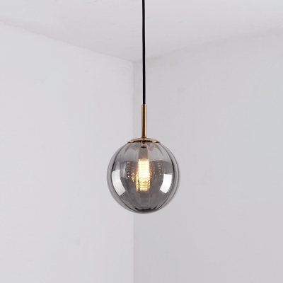 Mid-Century Oval Hanging Light Kit Glass 1-Light Restaurant Drop Pendant in Brass
