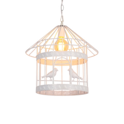 Simple Style Pendant One Light Metal Birdcage Shade 16
