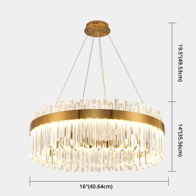 Clear Crystal Ceiling Chandelier Fixture Modern Gold Crystal Prism Pendant Lamp in 3 Colors Lights