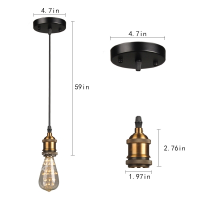 Industrial Simple 1 Bulb LED Pendant Lighting in Gold for Warehouse