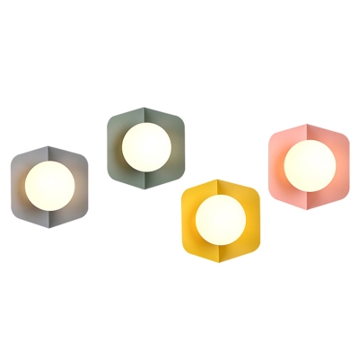 Metal Backplate Multicoloured Wall Sconce Nordic Glass Ball 1-Head Wall Lamp