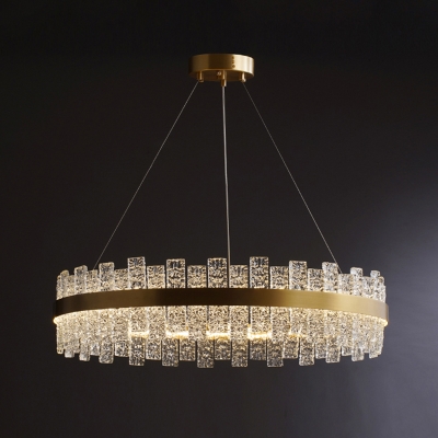 Rectangular Island Light Fixture Modern Brass Crystal Prism Pendant Lamp in 3 Colors