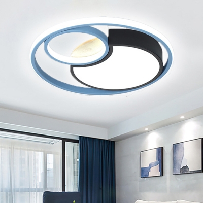 Blue Geometric Flush Mounted Lamp 2 Inchs Height Contemporary LED Acrylic Flushmount Light