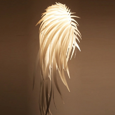 Contemporary Ceiling Pendant Feather Single Light White Hanging Light for Restaurant Bedroom