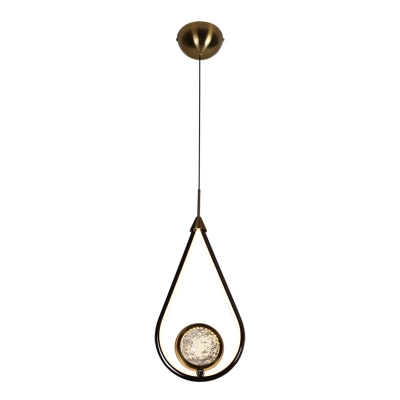 Crystal Ball Drop Pendant Postmodern Black-Gold Hanging Ceiling Light with Teardrop Guard