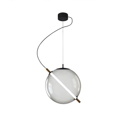 Globe Pendant Light Kit Modern Smoke Glass LED Light Dining Room Hanging Lamp