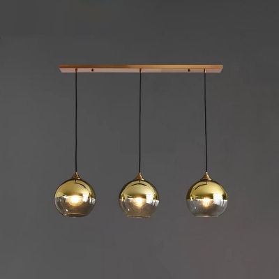 Gold Finish Ball Hanging Lamp Contemporary Staind Glass Bulb Decorative Lighting Fixture