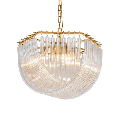 Gold Shaded Hanging Pendant Lights Modern Clear Crystal Pendant Lights with Chain for Living Room