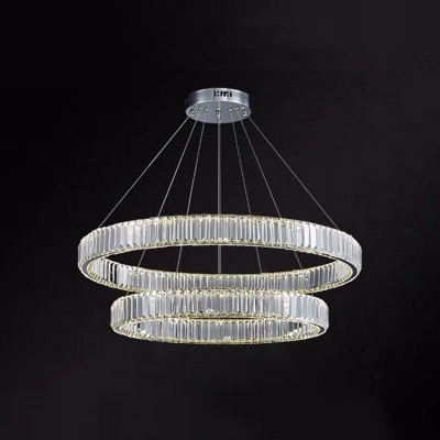 K9 Crystal Chandelier LED Minimalist Suspension Pendant Light for Living Room