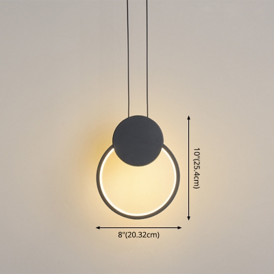 Loop Shaped Pendulum Light Minimalism Metal Bedside LED Pendant Lighting in Black