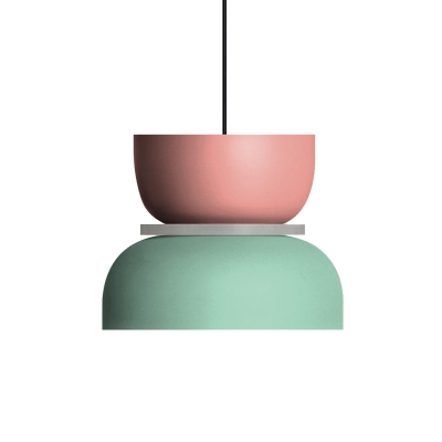 Metal Pendant Light Fixture Modernism 1 Head Hanging Lamp Kit Color Stitching for Bedroom