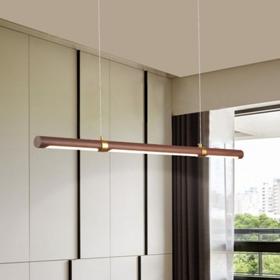 Modern Wood Pendant Light Linear Ceiling Fixture 47.5