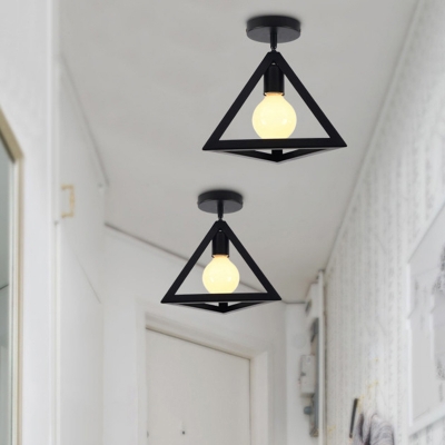 One Head Ceiling Mount Light Macaron Metal Ceiling Lamp in Black for Corridor Living Room