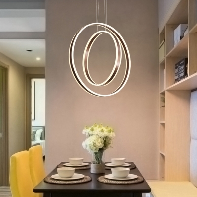 Post Modern Coffee Pendant LED Light Circular Ring Chandeliers for Dining Room Foyer Farmhouse