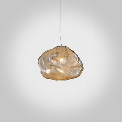 Stone-Like Glass Pendant Lamp Designer Style Single-Bulb Hanging Light for Restaurant