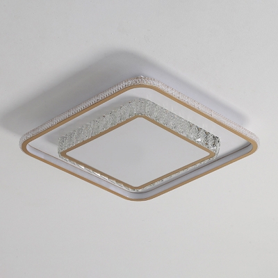 Crystal Shade Geometric Flush Light Fixture Minimalist Nordic LED Flush Mount in Gold