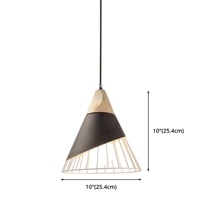 Kid Bedroom Badminton Shape Ceiling Pendant with Metal and Wood Shade 1 Light Nordic 10 Inchs Wide Hanging Light