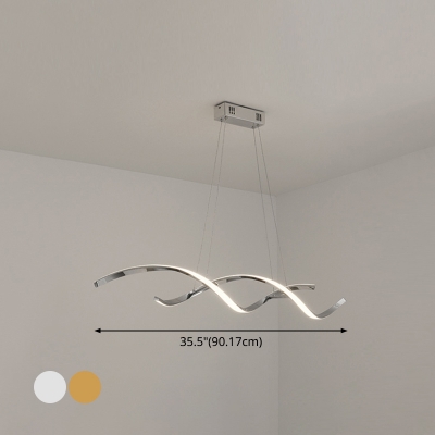 Minimalist LED Island Lamp Twisting Suspension Lighting with Acrylic Shade