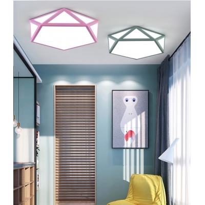Modern Geometric Shape Flushmount Metallic LED Ceiling Light for Room