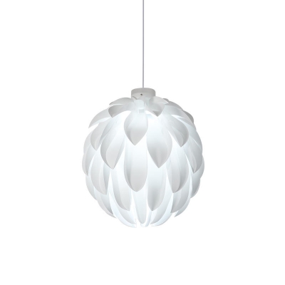 Natural Designer Pinecone Suspension Light Plastic Pendant Light 1 Light in White for Bedroom Balcony