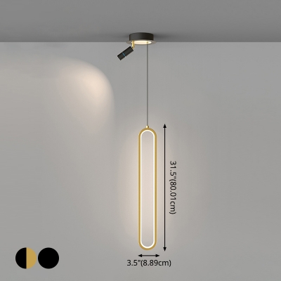 Oval Bedside Pendulum Light Metallic Modern LED Ceiling Pendant for Bedroom