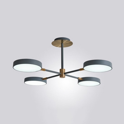 Round Chandelier Light with Radial Design Metallic Led Modern Ceiling Pendant Light