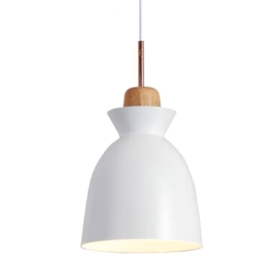 Single Light Hanging Pendant Lamp Macaron Metal Shade Drop Light for Bedroom