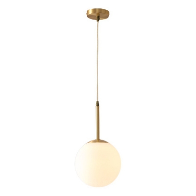 White Glass Ball Mini Hanging Lamp 8 Inchs Wide Post Modern 1 Light Pendant Lighting