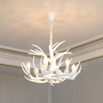 Branch Pendant Chandelier Cottage Resin Hanging Ceiling Light with Adjustable Metal Chain for Restaurant
