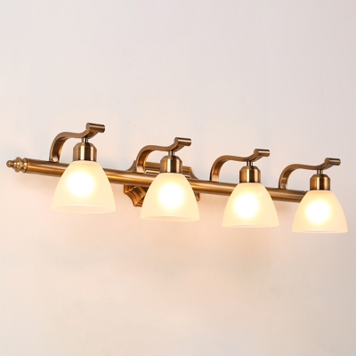 Metal Brass Vanity Light Fixture Dome 2/3/4 Bulbs Traditional Wall Sconce Lighting for Bathroom