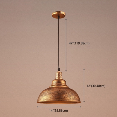 Retro Single Light LED Pendant Light with Dome Shape for Restaurant