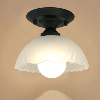 Black Mount Lamp with Glass Shade Vintage 1 Light Flush Ceiling Light for Bedroom Living Room