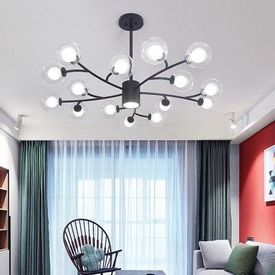 Clear Glass Globe Ceiling Chandelier Modernism 5.5 Inchs Height Pendant Light for Living Room