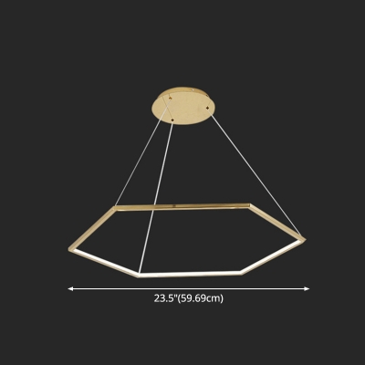 Geometric LED Chandelier Golden Aluminum Simple Style Pendant Light Fixture for Living Room