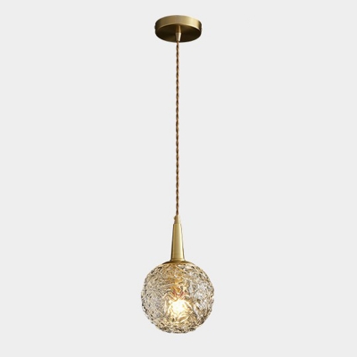 Globe Kitchen Pendant Light Crystal 5.5 Inchs Wide Minimalist Suspended Lighting Fixture in Gold