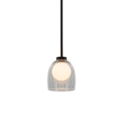 Hanging Light Nordic Glass Dining Room Pendant with Dome Shade Inside