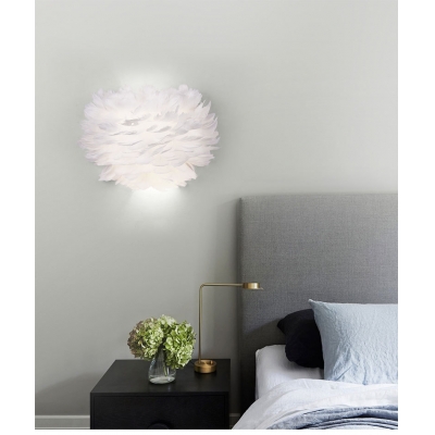 Metal Feather Shade Wall Sconce Nordic Dome Form LED 1-Head Wall Lamp