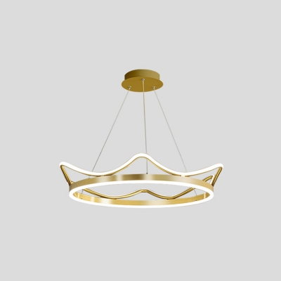 Modern Crown Chandelier Lamp Bedroom Pendant Hanging Light with 47 Inchs Height Adjustable Rope