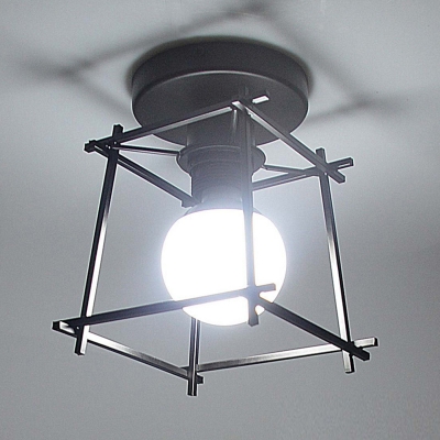 Retro Industrial Style Ceiling Light Fixture Metal Ceiling Mount with 1 Light Metal Shade Semi Flush for Bedroom