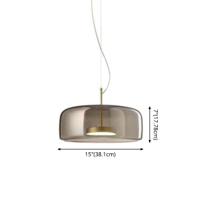 Brass Finish Single Pendant Lamp 1 Light Nordic Style Glass Shade Restaurant Hanging Lighting