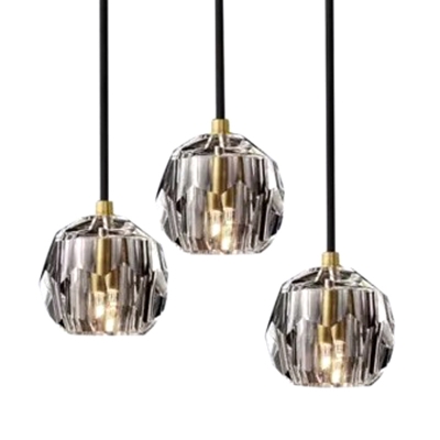 Clear Crystal Pendant Light Kitchen Bathroom 4 Inchs Wide Traditional Hanging Light in Black