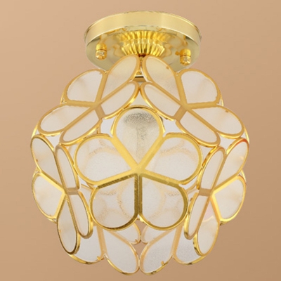 Golden Flower Shade Semi Mount Lighting 8 Inch Wide Minimalist 1-Light Acrylic Ceiling Flush Light for Corridor