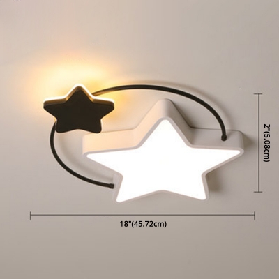 Metal Ring Kids Bedroom Flushmount Lights Acrylic Stars Form LED 2-Head Flush Mount Ceiling Lights