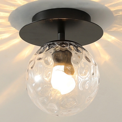 Minimalist Ball Glass Ceiling Lamp 6 Inchs Wide Single-Bulb with Round Canopy