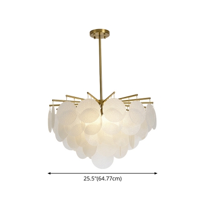 White Seeded Leaf Shape Pendant Light Nordic Chandelier in Brass with Adjustable Height
