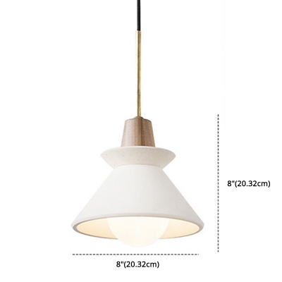 Bowl Dining Room Pendant Light Cement Single Head Modern Style Suspension Light Fixture in White