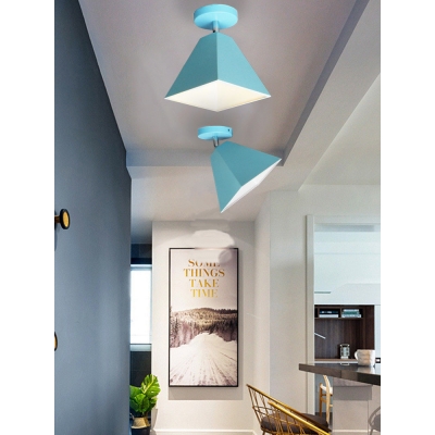 Modern Style Trapezoid LED Semi Flush Mount Ceiling Light Metal Flush Light for Baby Nursery Room