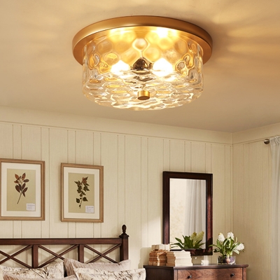 Vintage Style Ceiling Light in Gold Glass Flush Mount Light for Foyer Living Room Bedroom